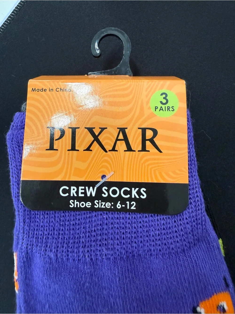 Disney Pixar Monsters Inc Crew Socks 3 Pack Mens Shoe Size 6-12 Mike Sulley NEW